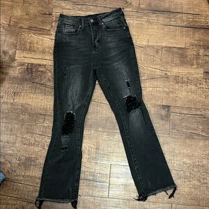 RISEN Los Angeles Women’s Black Distressed High Rise Frayed Hem Denim Size 25